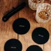 Lot de 4 dessous de verre en cuir noir